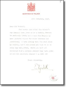 Princess Elizabeth&rsquo;s letter to the Hudson&rsquo;s Bay Company, 28 November 1947