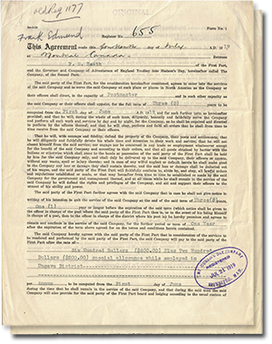 Servant&rsquo;s contract for Frank Edmund Heath with two pages