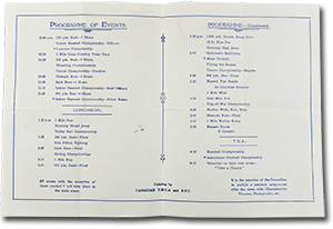 inside program, with schedule of events &ldquo;Programme of Events&rdquo;