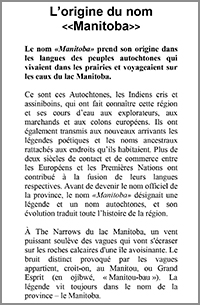 Couverture du d�pliant Origine du nom Manitoba