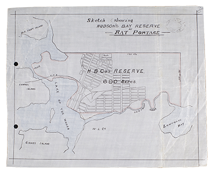 &ldquo;Sketch shewing Hudson&rsquo;s Bay Reserve at Rat Portage&rdquo;